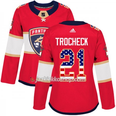Nainen NHL Florida Panthers Pelipaita Vincent Trocheck 21 Adidas 2017-2018 Punainen USA Flag Fashion Authentic